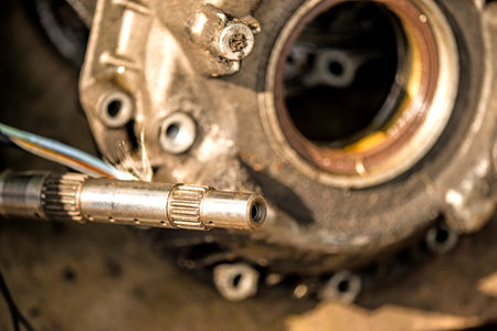 scrap yard with car partsの写真素材