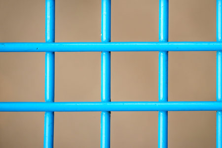 blue painted gridの写真素材