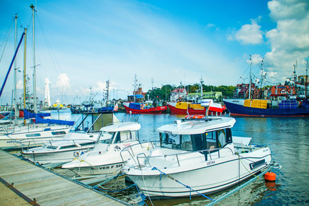 Fishing port of Ustka, Poland with marinaのeditorial素材