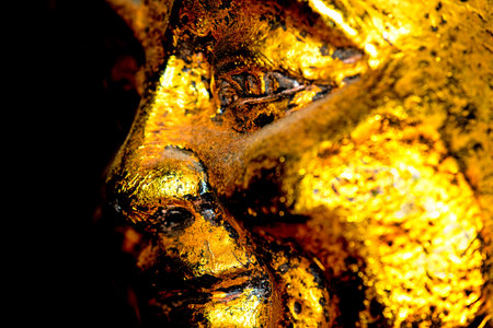old golden Buddha figureの写真素材