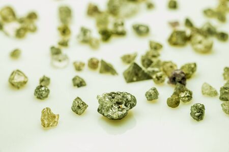 diamonds, raw stones on a plateの写真素材