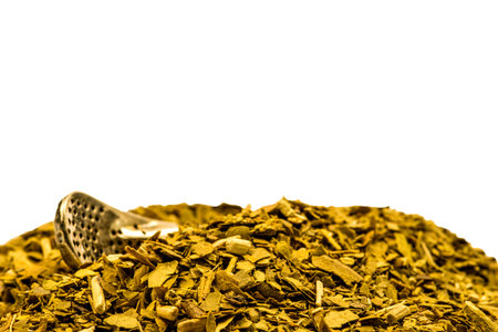 dried mate tea in a closeup