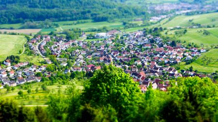 Small German village in tilt shift effectの写真素材