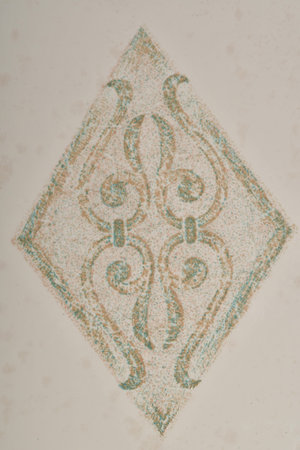 wall tile with antique paintingの写真素材