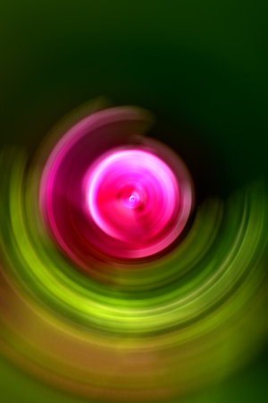 violet tunnel with moving circles on a green blurred backgroundの写真素材