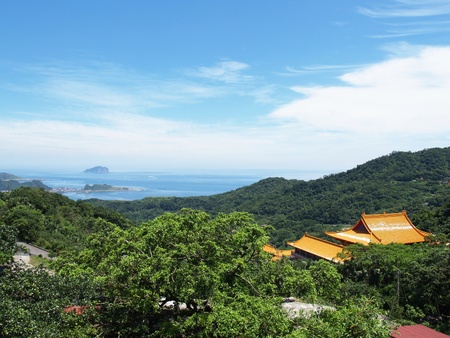 GOLDEN TEMPLE IN THE MOUNTAINの写真素材