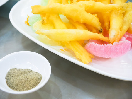 deep-fried transparent fish の写真素材