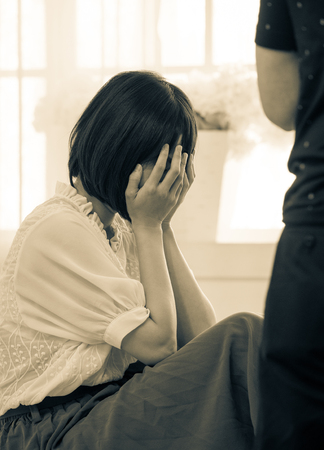Couple breaks up Shallow depth of fieldの写真素材