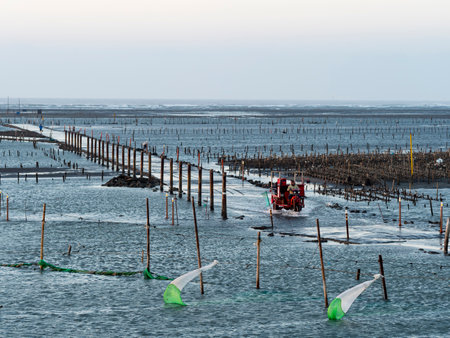 Wanggong-JAN 3: Intertidal Zone facade on January 3,2021 in Wanggong,Changhua County, Taiwan.のeditorial素材
