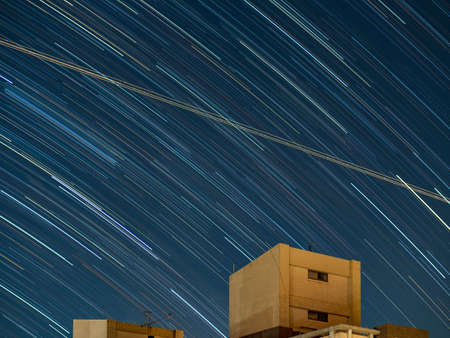 star trails night long exposureの写真素材