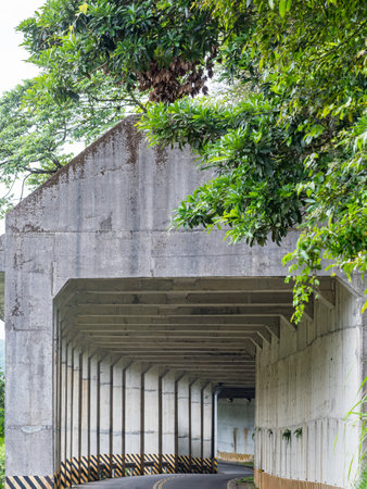 open-cut tunnel made of cement in taiwanの写真素材