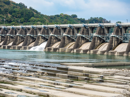 Shih-Kang Dam Reservoir in Taichung, Taiwan.の写真素材