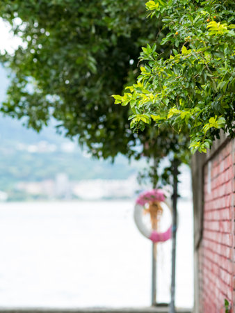 vintage brick wall in Tamsui, New Taipei City, Taiwanの写真素材