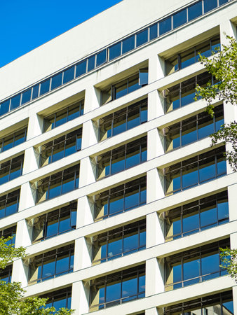 Business buildings facade in downtown Taipei.の写真素材
