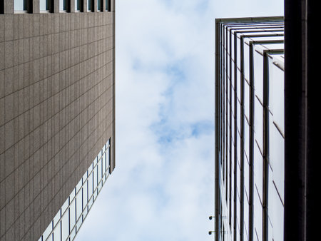 Business buildings facade in downtown Taipei.の写真素材
