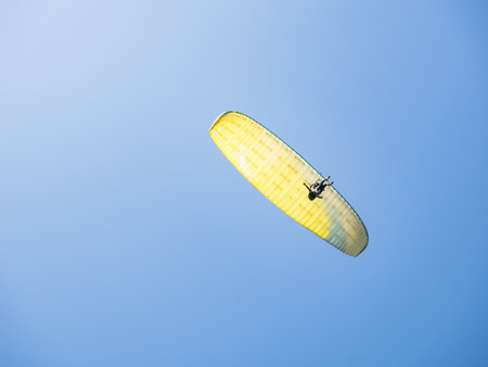 Paraglider on the blue sky in Taiwan.の写真素材