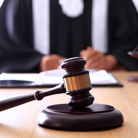 Judge gavel on table with Generative AIの素材