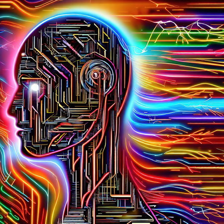 A robot mind picture in the form of electronic lines with high accuracy and colored and there is electricity a real taser with Generative AI.の素材