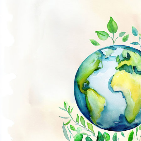 Earth Day theme, painted with watercolor with Generative AIの素材