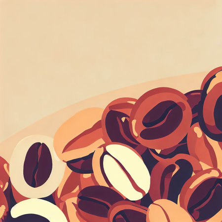 coffee beans flat art style with Generative AI.の素材