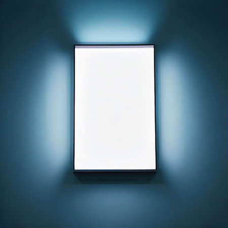 a rectangular blank light box on the pink wall with Generative AI.の素材