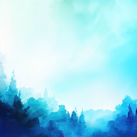 beautiful forest and blue sky copyspace ink and water style with Generative AIの素材
