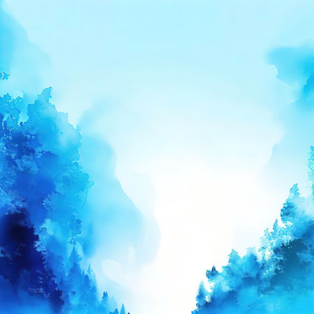 beautiful forest and blue sky copyspace ink and water style with Generative AIの素材