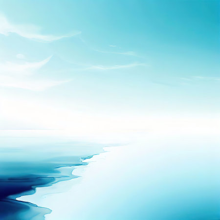 beautiful coast and blue sky copyspace ink and water style with Generative AI.の素材