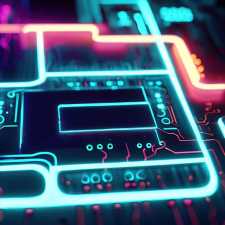 image of information flow on the circuit board with Generative AIの素材
