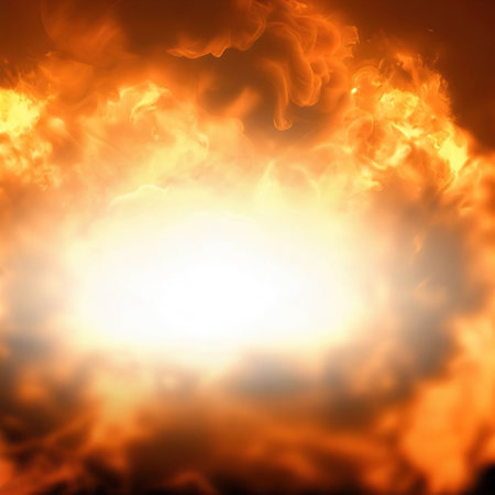 Orange burning explosion on the background with Generative AIの素材