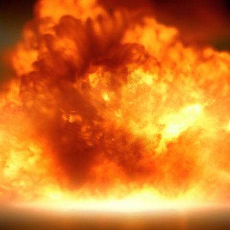 Orange burning explosion on the background with Generative AIの素材