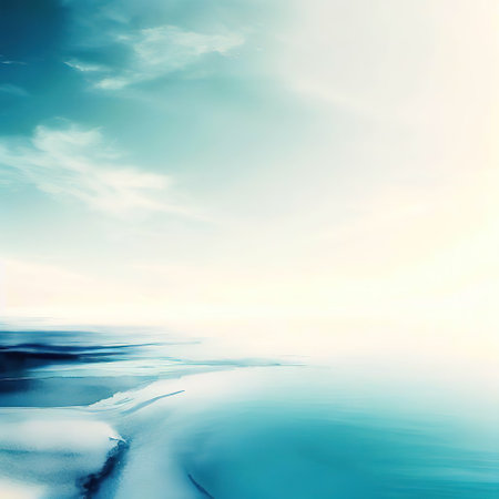 beautiful coast and blue sky copyspace ink and water style with Generative AI.の素材