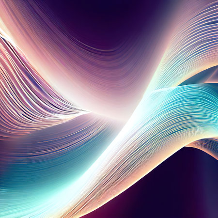 Abstract flowing wavy lines. Colorful dynamic wave with AIの素材