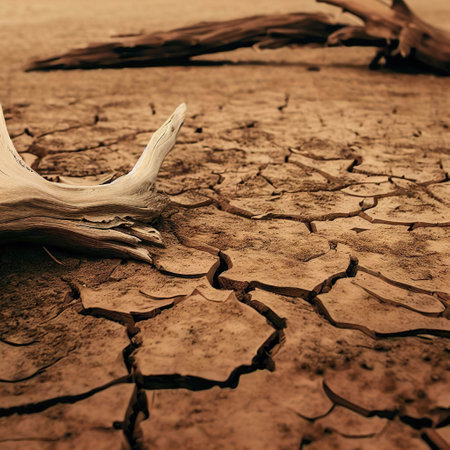 Dead wood and dry earth copy spaceの素材