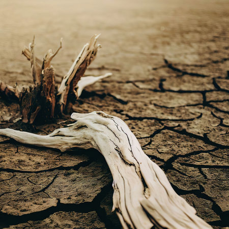 Dead wood and dry earth copy spaceの素材
