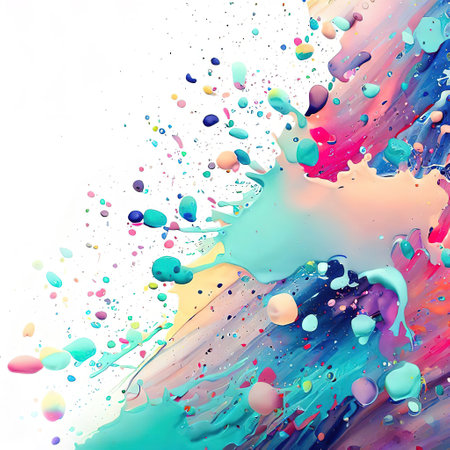 colorful splashes of paint, geometric, abstract art copy space with AIの素材