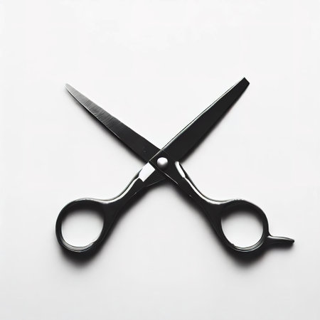 Hairdressing scissors,white background,Monochrome sytle with AI.の素材