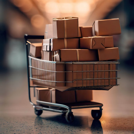 trolley full of parcels with AI.の素材
