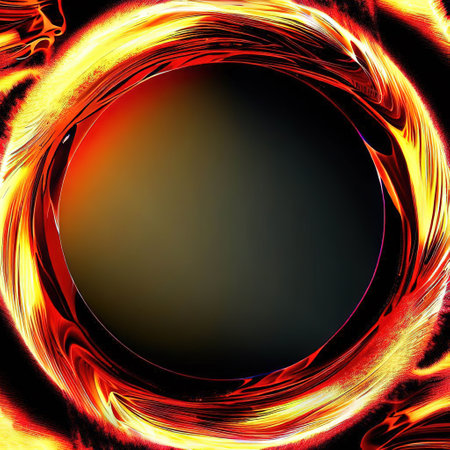 Abstract design flame,round frame with text for banner, flyer, poster, advertisement with AI.の素材