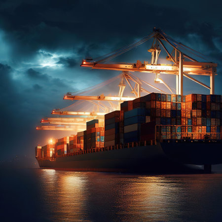 Sea freight loaded with containers with AI.の素材