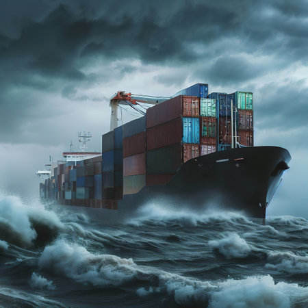 Sea freight loaded with containers with AI.の素材