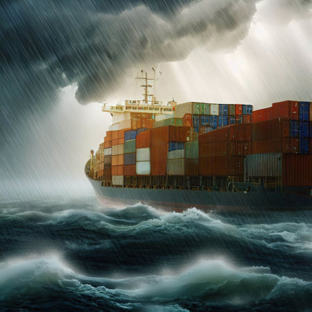 Sea freight loaded with containers with AI.の素材