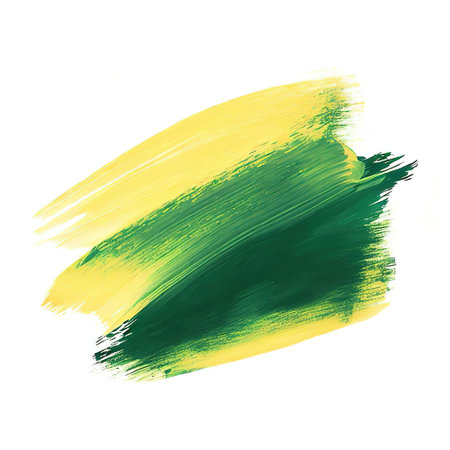 Green and yellow brush stroke and texture. Grunge vector abstract hand - painted element. Underline and border design with AI.の素材