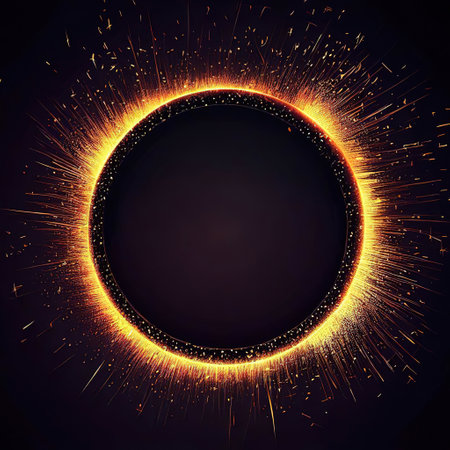 Abstract design Sparks are flying,round frame with text for banner, flyer, poster, advertisement with AI.の素材