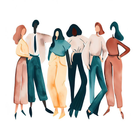 Group of abstract diverse people. standing, hugging with AI.の素材