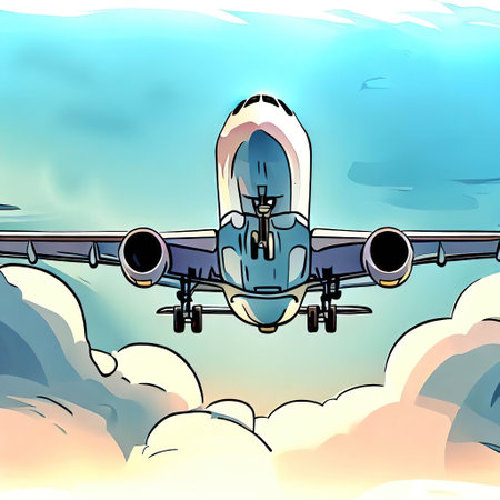 cartoonised Arrival of jet aircraft with AI.の素材