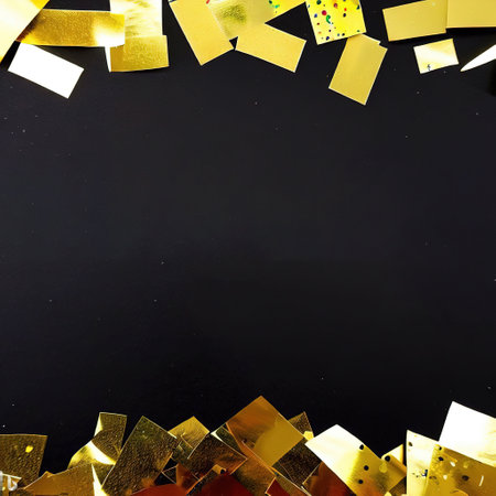 Happy new year card with golden confetti with Generative AI.の素材