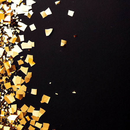 Happy new year card with golden confetti with Generative AI.の素材