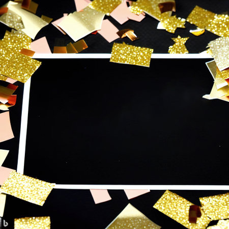 Happy new year card with golden confetti with Generative AI.の素材