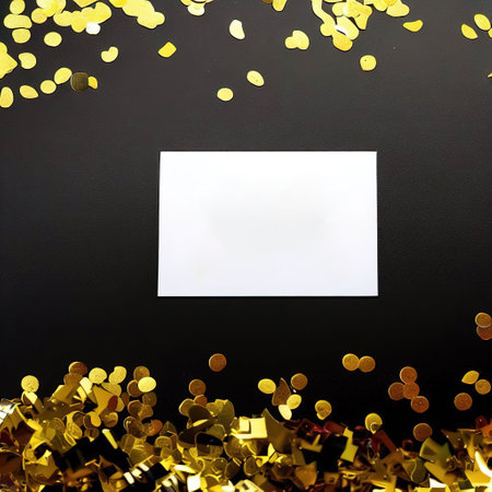 Happy new year card with golden confetti with Generative AI.の素材